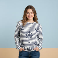 Anchor Print Sweater | Preppy Coastal Nautical Unisex Pullover
