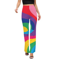 Colourful High Waist Flared Pants Women’s Retro Print Trousers