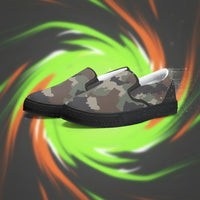 Classic Green Camo Slip On Sneakers | Unisex Camouflage Print Canvas Shoes