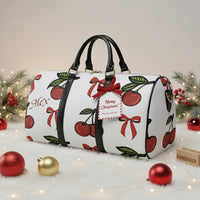 Personalised Duffle Bags | White Cherry & Red Bow PU Weekender
