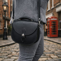 Handmade Tannery Leather Saddle Bag - Black-1