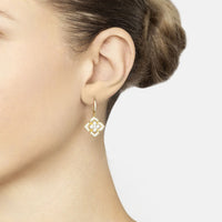 Pointed Cz Clover Flower Drop Earrings Gold-1