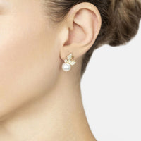 Butterfly Drop Earrings Pearl Gold-1