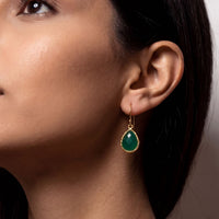 Petite Drop Earrings Green Onyx Gold-4