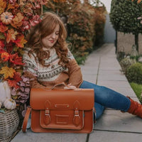 Handmade Leather Satchel - Burnt Orange-1