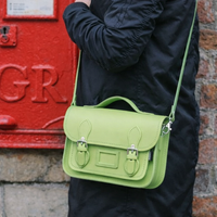 Leather Midi Satchel - Grass Green-1