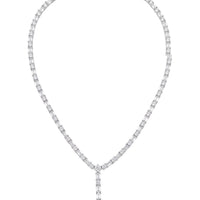 Silver rhinestone necklace with turquoise teardrop pendant