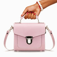 Handmade Leather Sugarcube Handbag - Rose Quartz-1