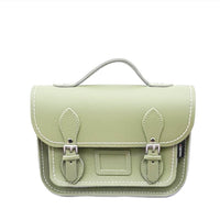 Leather Midi Satchel - Sage Green-0