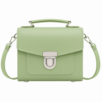 Handmade Leather Sugarcube Handbag - Sage Green-5