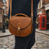 Handmade Tannery Leather Saddle Bag - Tan-1