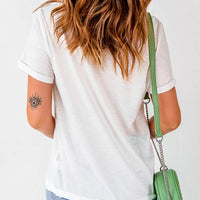 White T-shirt, back view, crew neck short sleeves