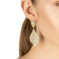 Gold teardrop earrings with pavé stones