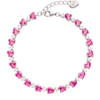 Asscher Cut Heart Tennis Bracelet Ruby Silver-0