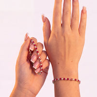 Asscher Cut Heart Tennis Bracelet Ruby Silver-2