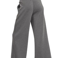 Charcoal wide-leg pants with drawstring waist and center seam