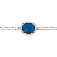 Beatrice oval gemstone bracelet in silver with a blue center stone