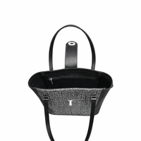 Tannery Tweed & Leather Mini Twist Lock Shopper Bag - Black-3