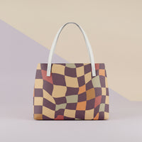 Checkered Tote Bag | Retro Wavy Warped Waterproof Shoulder Bag