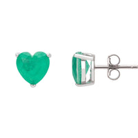 Green heart stud earring with silver clasp backing detail