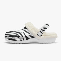 Women's Zebra Print Fluffy Clogs With Fleece Lining Ladies Shoes