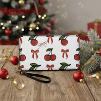 Wallet and Wristlet | Personalized White Cherry & Red Bow Organizer