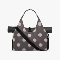 Women's Brown and Pink Polka Dot Canvas Sports Bag