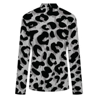 Grey Leopard Print Buttoned Cardigan