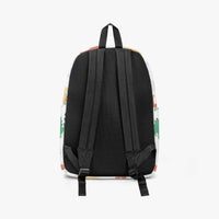 Back view of dinosaur canvas backpack with padded black mesh straps