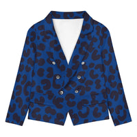 Blue Leopard Print Blazer