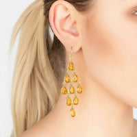 Erviola Gemstone Cascade Earrings Gold Citrine-1