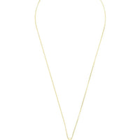 Gold-tone evil eye pendant necklace with blue eye at center on long chain