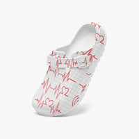 Women's Heartbeat EKG Print Nursing Clogs Professional Hospital Shoes