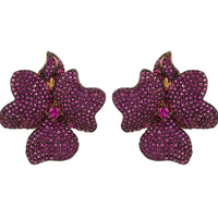 Flower Large Stud Earrings Ruby Rose Gold-0