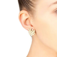 Flowers Large Stud Earrings Gold-1