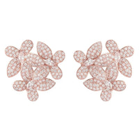 Rosegold floral stud earrings with sparkling petal cluster design