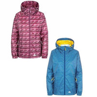 Women's hooded raincoats in pink camouflage and blue stripe patterns