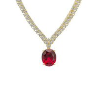 Garbo Oval Gemstone Tennis Necklace Ruby Gold-0