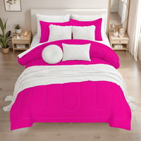 Hot pink comforter set with channel stitching and matching pillow shams