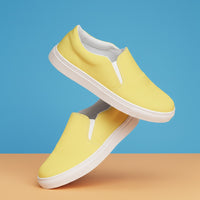 Womens Canvas Shoes Butter Yellow | Sunny Floral Slip-On Sneakers