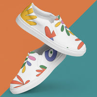 90s Floral Womens Canvas Shoes | Vintage Bloom Slip-On Sneakers