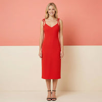 Red Slip Dresses | Bold Chiffon Midi Sun Dress