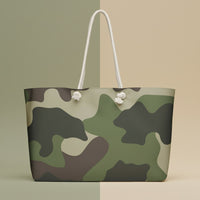 Green Camo Canvas Tote Bags | Rugged Oversized Weekender