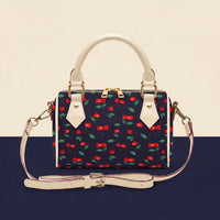 Cherry Handbag | Chic Crossbody Bag in Navy with Red Cherries