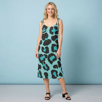 Slip Dress Leopard | Blue Midi Animal Print Sun Dress