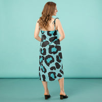 Slip Dress Leopard | Blue Midi Animal Print Sun Dress