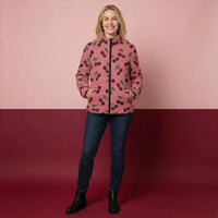 Women's Puffer Coats | Sweet Pink Cherry Print Outerwear