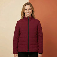 Burgundy Puffer Coat | Plain Deep Red Quilted Outerwear