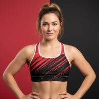Red And Black Sports Bra | High-Energy Padded Medium Support Bra