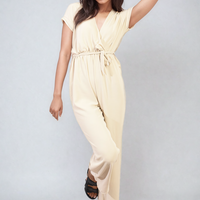 Belted V Neck Jumpsuit with Side Pockets